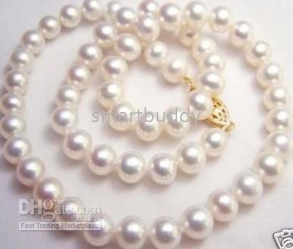

fine 20inches 9mm akoya white pearl necklace 14k0123452833303, Silver