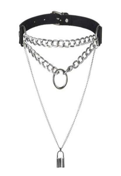 

egirl choker collar lock gothic necklace punk goth jewelry harajuku style black chocker emo grunge aesthetic accessories2958202, Silver