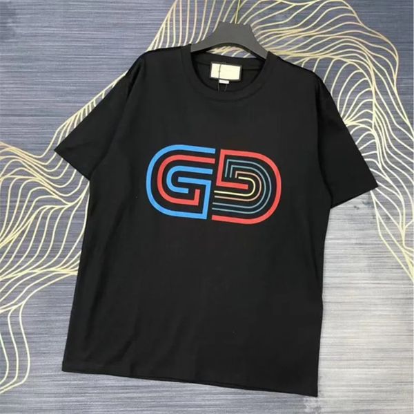 

2023 short-sleeved t-shirt, the same style for men and women, spring and summer new classic print round neck t-shirt 3d effect counter pure, White;black