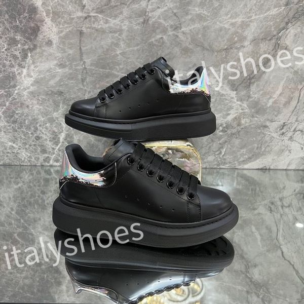 

new luxury designer calfskin casual shoes reflective vintage leather trainers fashion leisure shoe platform lace-up print sneaker xsd221135, Black