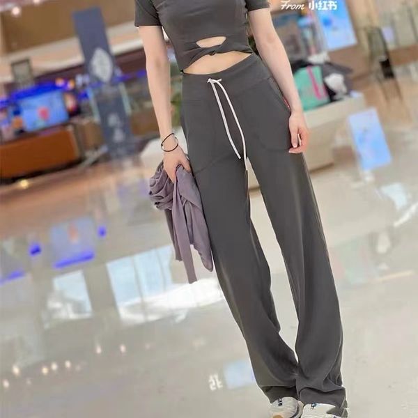 

women's legging lulul new high waist straight leg pants loose and comfortable belt elastic sports casual for women yoga pants lu lu lem