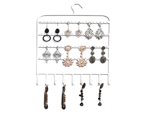 

wall mount home showcase earring holder shelf rack stand necklace hanger storage portable metal jewelry display organizer hooks5751890, Pink;blue