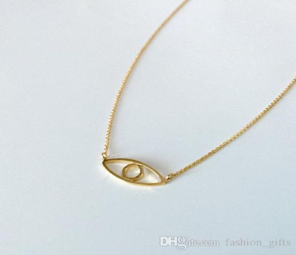 

1 eyeball hollow eye pendant chain necklace evil spirit devil human simple lucky turkey geometric round jewelry1138408, Silver