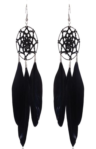 

trendy design jewelry black beautiful pheasant feathers retro earrings for girls6742647, Silver