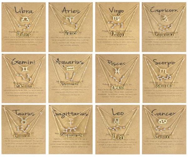 

3pcs zodiac necklaces 12 constellation pendant necklace astrology horoscope old english zodiac sign choker jewelry with message ca9738320, Silver
