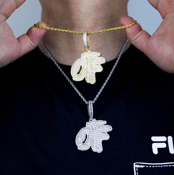 

hip hop iced out otf letter pendant necklace bling 5a cubic zirconia paved tennis chain necklace jewelry for men women drop ship5614921, Silver
