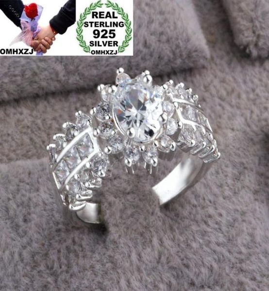 

omhxzj whole personality fashion woman girl party wedding gift white flower luxury zircon 925 sterling silver ring rn1608915364, Golden;silver