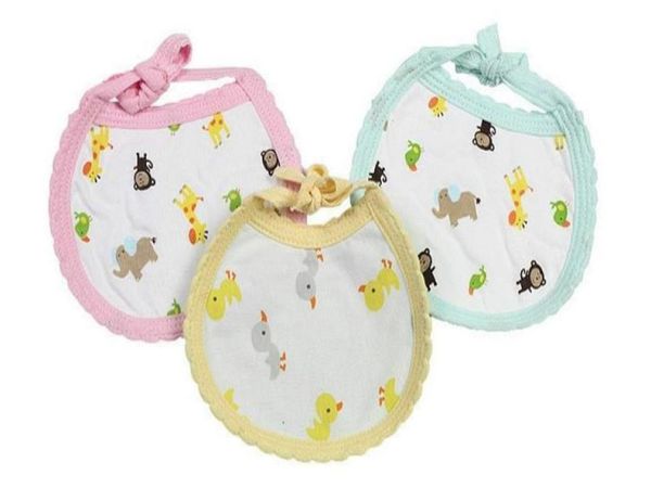 

10pcs super soft multicolor not waterproof baby cotton cartoon three layers quilted bibs children doublesided large size4714447