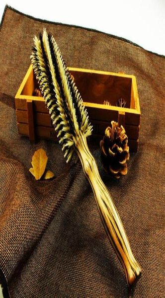 

1pc curly hair comb bristle hair curling brush wooden round hairstyling curl salon sqcgew3812096, Silver