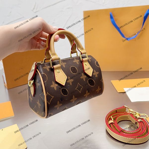 

23ss womens luxurys designers speedy leateher tote bag flowers pillow shoulder strap crossbody women handbag with original metal pouch purse