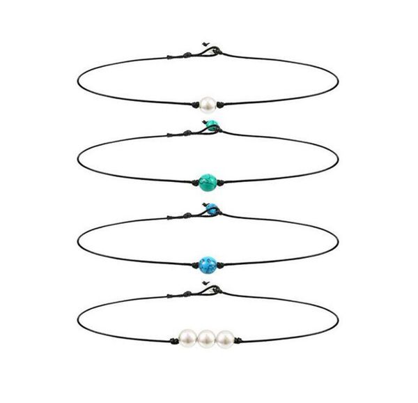 

new arrivals pearl leather choker many styles imitation pearl handmade leather necklace diy leather choker pearl jewelry1988181, Silver