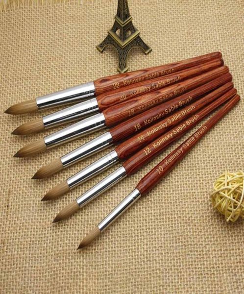 

round sharp 1pcs 1012141618202224 kolinsky sable brush acrylic nail art brush red wood crystal acrylic salon5648611, Yellow