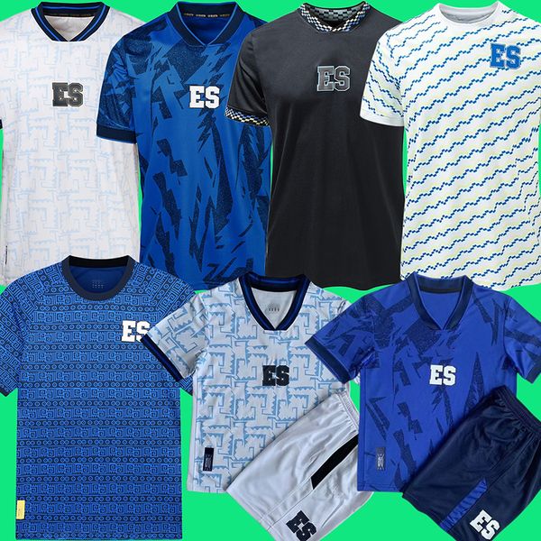 

2023 el salvador gold cup soccer jerseys 23 24 home blue away white national team soccer shirt short sleeve customized football uniform kids, Black;yellow