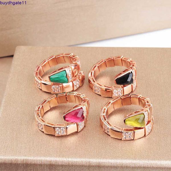 

2023 new fashion accessories animal snake shaped half diamond micro inlaid fritillaria minimalist ring with multiple colors, Silver
