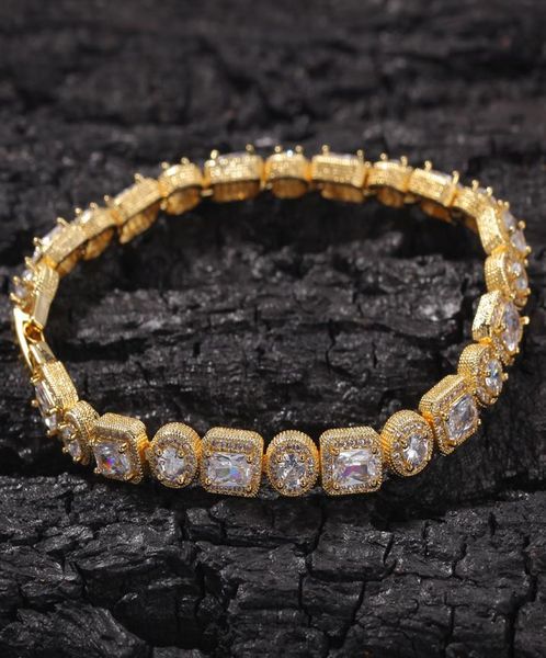 

hip hop bracelet full iced out diamond micro cubic zirconia copper miami cuban link chain womens mens bracelets1592986, Black