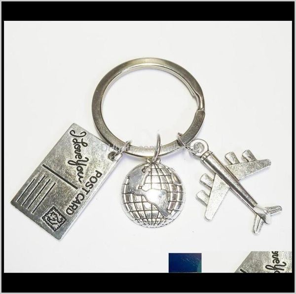 

key rings drop delivery 2021 fashion travel globe and airplane keychain flight attendants gift handmade traveler jewelry 337 js1hu9533377, Slivery;golden