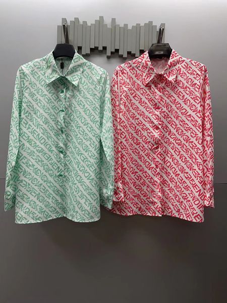 

fashion turn-down collar long sleeve letter shirt women single breasted 2 color casual t-shirt xl, White