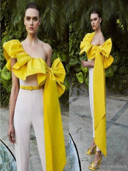 

2020 prom dresses ruffles one shoulder satin jumpsuits women formal wear ankle length elegant party evening dress wb2122452, Black