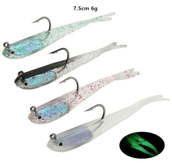 

75cm 6g bionic fish hook soft baits lures jigs single hooks fishhooks 6 kinds of color silicone fishing gear whole26203002