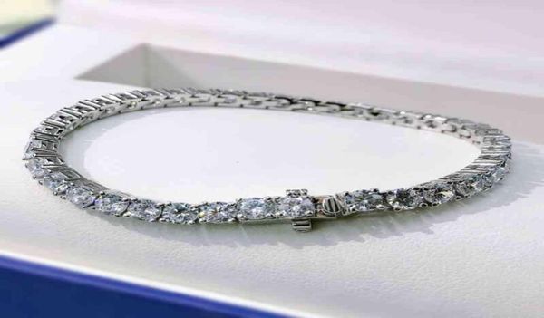 

925 sterling silver 4mm 16cm 17cm 18cm tennis 18k white plated created moissanite bracelet bangle for women jewelry party gift1480816, Golden;silver