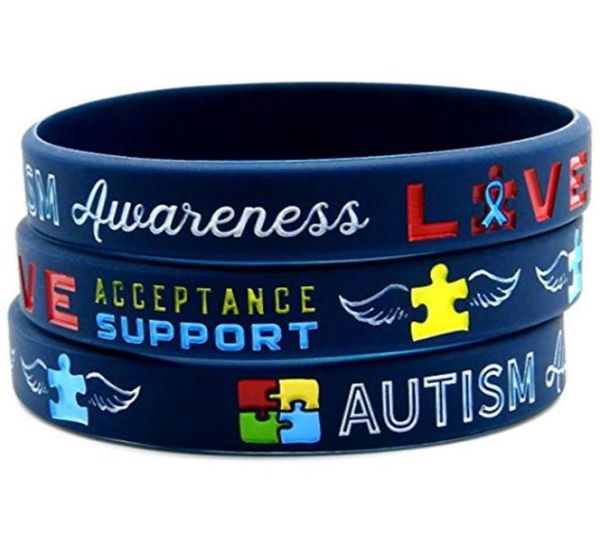 

tennis 1pc alert autism awareness rainbow silicone racelet wristband4578126, Golden;silver