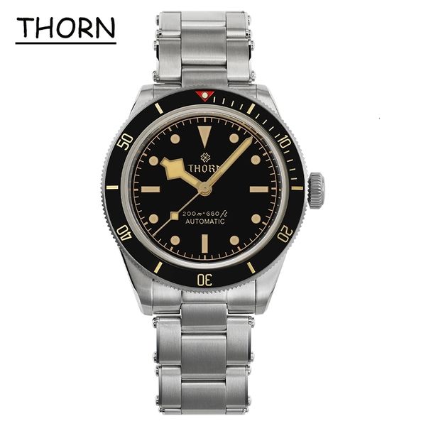 

other watches thorn bb58 luxury men watch 39mm vintage diver nh35movement automatic mechanical sapphire crystal 20atm waterproof c3 luminous, Slivery;black