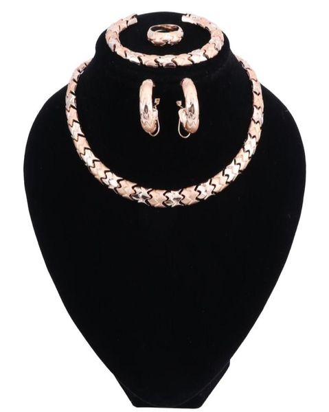

nigerian wedding african beads zinc alloy jewelry sets dubai gold plated silver jewelry sets necklace bracelet earrings ring sets6992974, Black