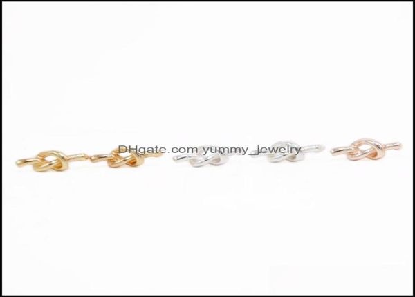 

fashion small knot stud earring cute style environmental protection material gold sier rose three color optional for women drop de3246925, Golden;silver