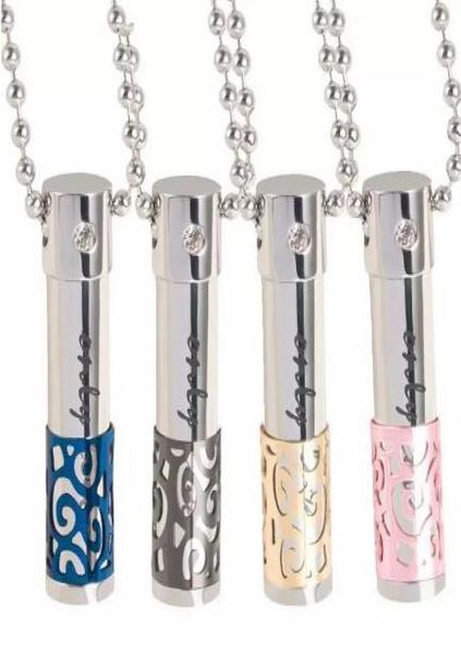 

essential oils perfume bottle crystal statement necklace 316l titanium lovers bottle diffuser locket pendant can be opened hollow 3286580, Silver