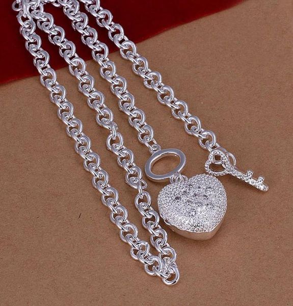 

fashion 925 sterling silver heart chain necklace 18inch fashion charm jewelrynew piercing 925 silver 18inch necklace for women me2601455