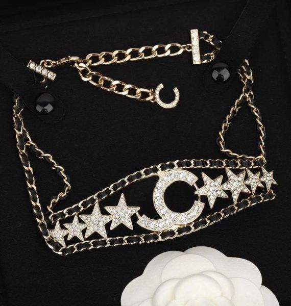 

2023 luxury quality charm pendant necklace hollow design star shape and black genuin leather choker have box stamp ps7540a5957949, Silver