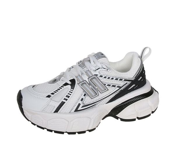 

chunky sneakers for women platform shoes fashion pink sports shoes woman summer breathable mesh casual walking shoes, Black