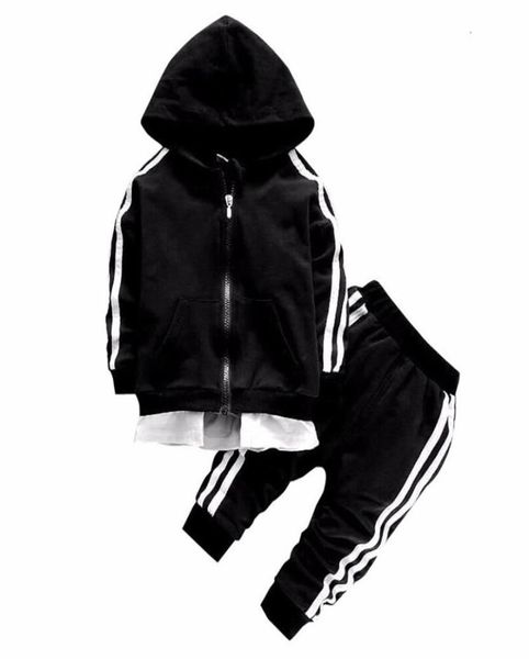 

spring baby casual tracksuit children boy girl cotton zipper jacket pants 2pcssets kids leisure sport suit infant clothing 2109085995062, White
