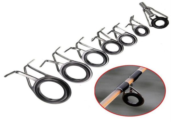 

7pcs mixed size fishing rings rod pole repair kit line guides eyes sets298w1135689