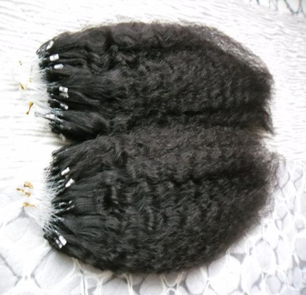 

kinky straight micro loop human hair extensions 200g loop micro ring human hair extensions 1g coarse yaki micro link human hair6651225, Black