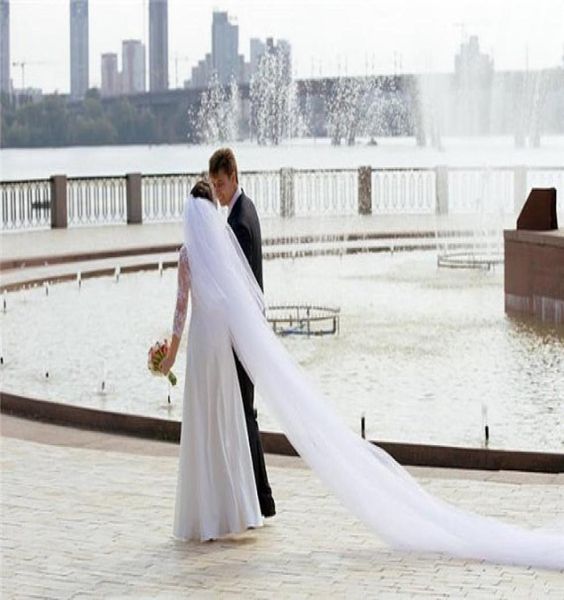 

5m two layer white ivory champagne wedding veil cut edge cathedral lehgth with comb bridal veil 487p6838274, Black