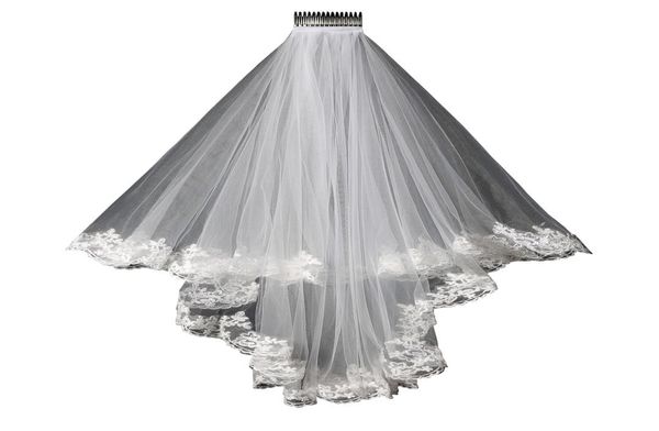 

2019 new lace wedding veil lace short design single wedding bride039s veil long hair comb in stock2958218, Black