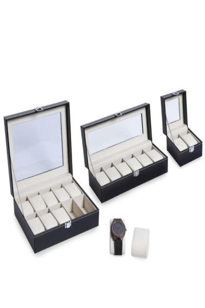 

2 6 10 grids pu leather watch box case professional holder organizer for clock watches jewelry boxes case display8873881, Black;blue