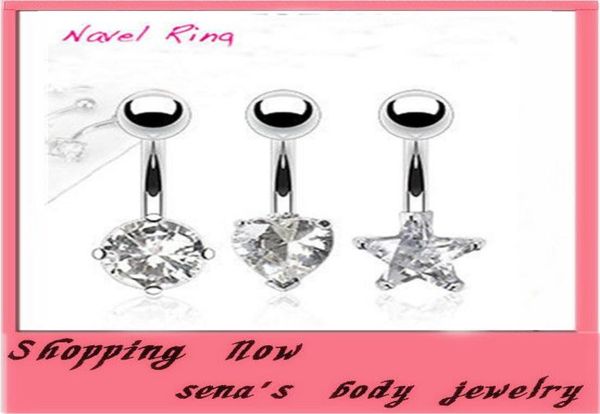 

new 2015 fashion europestyle belly button rings stainless steel navel piercing belly rings body jewelry shiny jewel zircon buckle 1432260, Silver