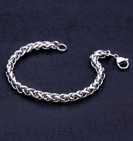 

whole low 4mm 5mm 6mm stainless steel keel chain bracelet fashion cool men039s jewelry 8678546, Black
