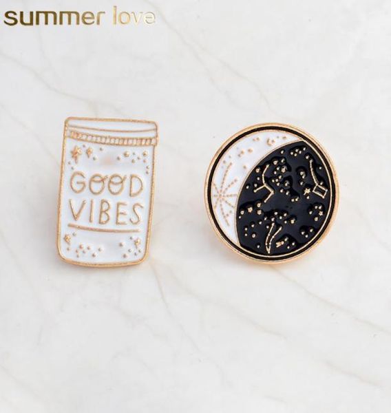 

good vibes enamel pin constellation day and night moon brooch pins button denim jacket coat collar pin badge jewelry gift3912384, Gray