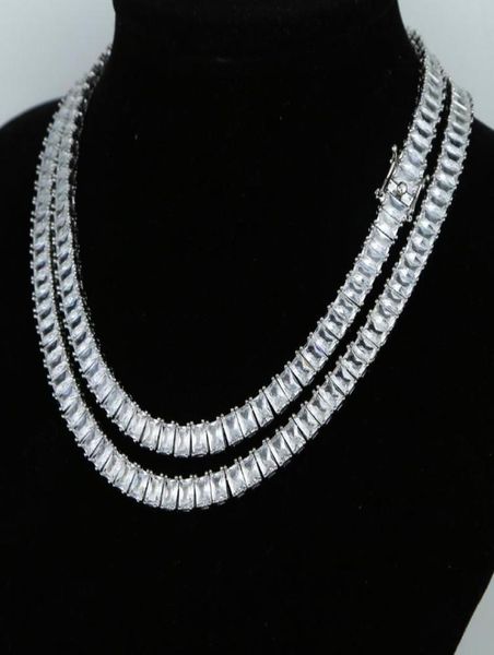 

square baguette cubic zirconia cz tennis long chain hip hop women chain for wedding engagement choker necklace jewelry gift7032466, Silver