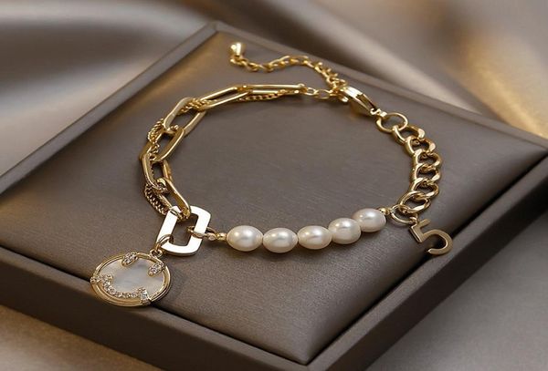 

womens shell pearl chain bracelet stainless steel bracelet03849963, Black