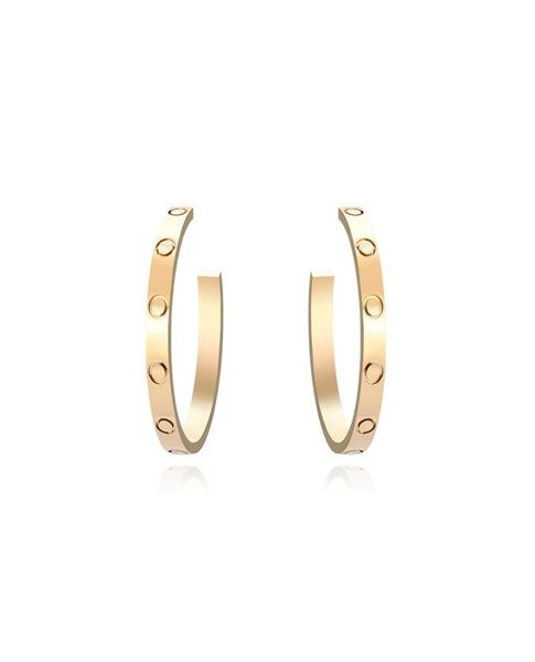 

high edition hoop huggie screw stud love earrings for women ladies girls gift jewelry 316l titanium steel designer jewelry surfa1289985, Golden;silver