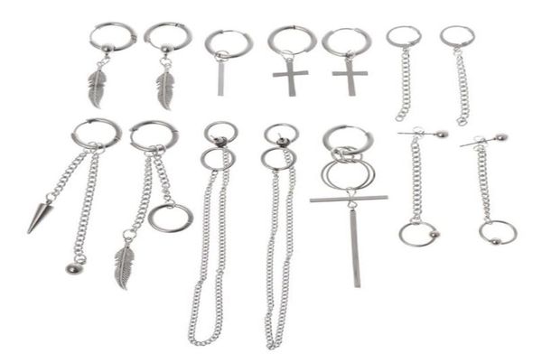 

14 pcsset arrival trendy jewelry earrings stainless steel korean fashion personality for men women boys party decoration 2106242832552, Silver
