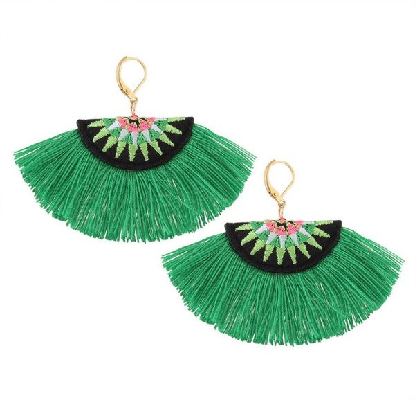 

bohemian embroidery fringe earrings for women handmade cotton tassel big dangle drop earrings ethnic statement jewelry8901302, Golden