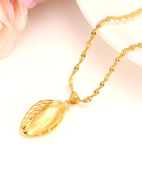 

dubai necklace women ethiopian pendant necklace 24k yellow solid fine gold color gf jewelry leaf party mother gifts8820432, Silver