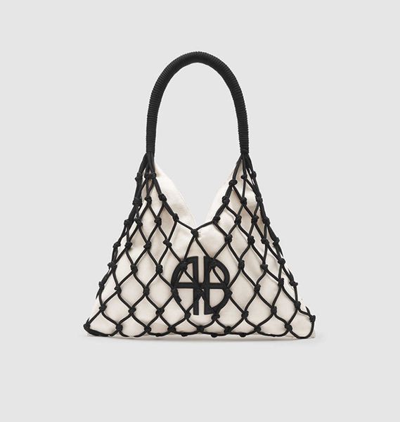 

anines bing gaia handbag women designer white woven rope detail canvas bag