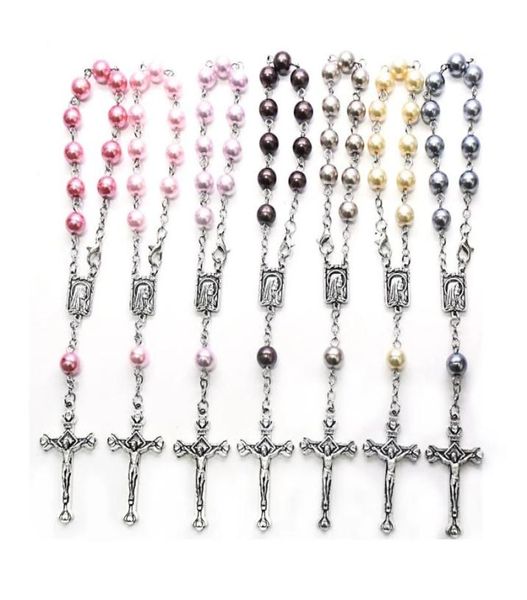 

pearl cross bracelet vintage cross rosary bracelet for men women religious jewelry many colors4366487, Black