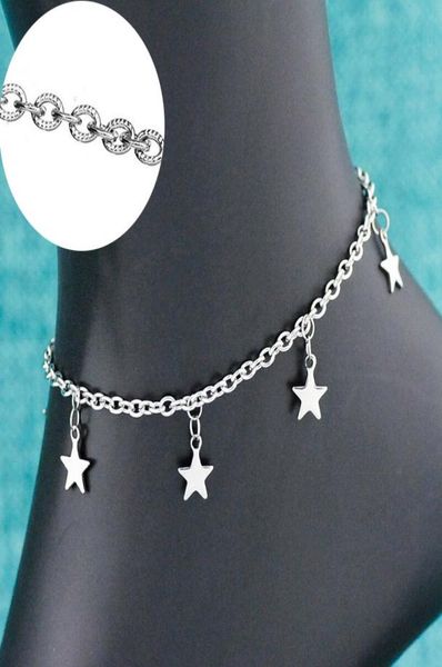 

whole 12pcslot fashion star charms stainless steel anklet bracelet on foot ankle chain bracelet charm jewelry gift jl016881815, Red;blue